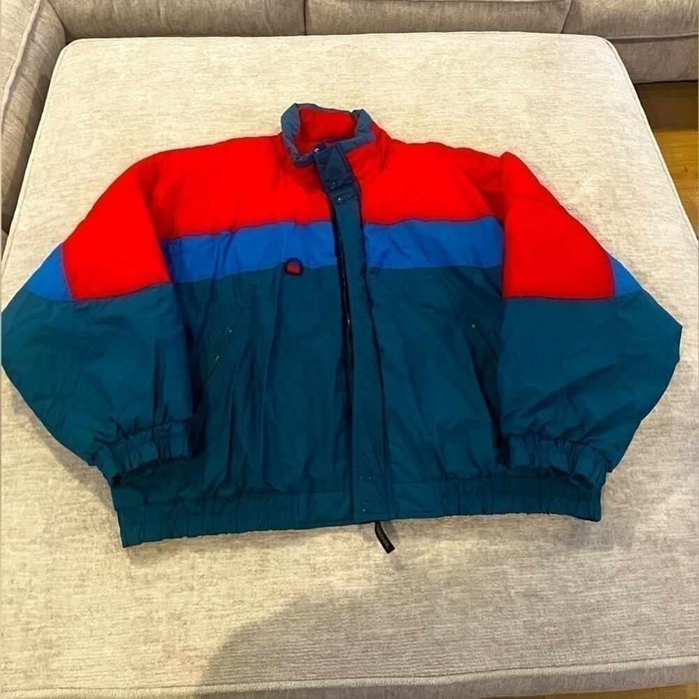 Vintage McGregor Large Red Blue Green Color Block 100% Nylon~Insulated Jacket 3x